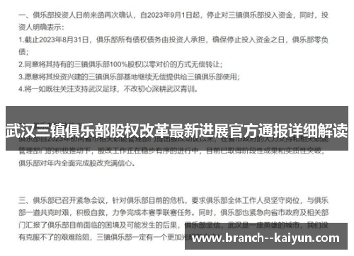 武汉三镇俱乐部股权改革最新进展官方通报详细解读