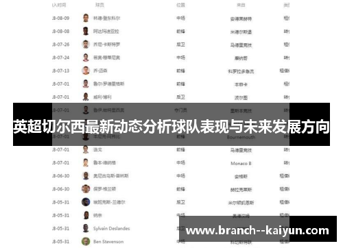 英超切尔西最新动态分析球队表现与未来发展方向